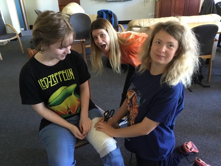 Rockingham Montessori School doing medical assessment during the 1st Aid Training at the RMS Adolescent Program