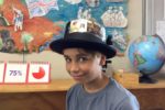 Rockingham Montessori student wearing a meme hat for Upper Primary's art week