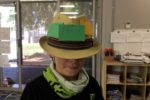 Rockingham Montessori student wearing a funny hat for Upper Primary's art week