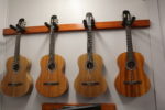 Guitars hanged on the wall