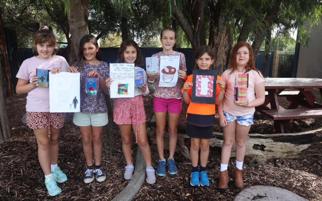 RMS Children displaying their work for ANZAC DAY