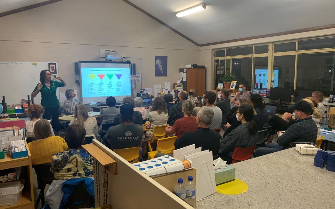 Rockigham Montessori Principal addressing teachers and staff in a meeting